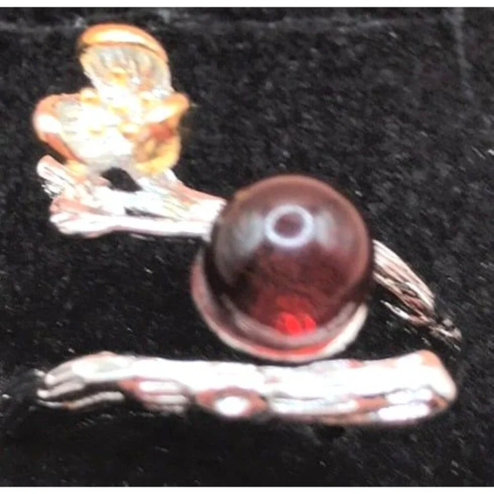 Beautiful Blood Amber Ring - Adjustable - Picture 3 of 5
